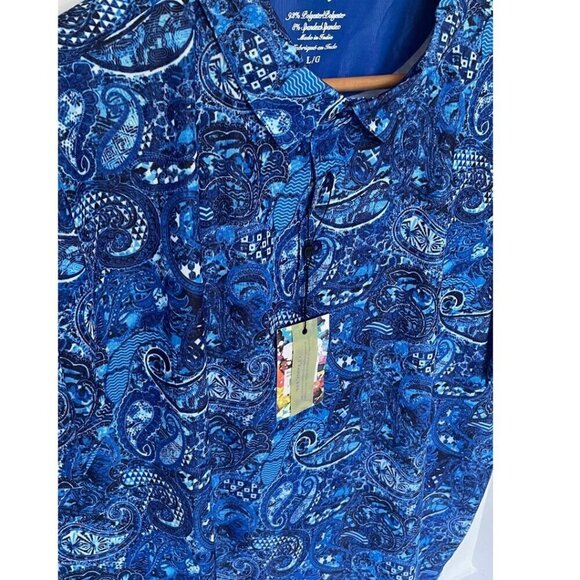 Robert Graham Polo Shirt Mens Large Blue Paisley Classic Fit Rugby Golf Pullover - Picture 4 of 5